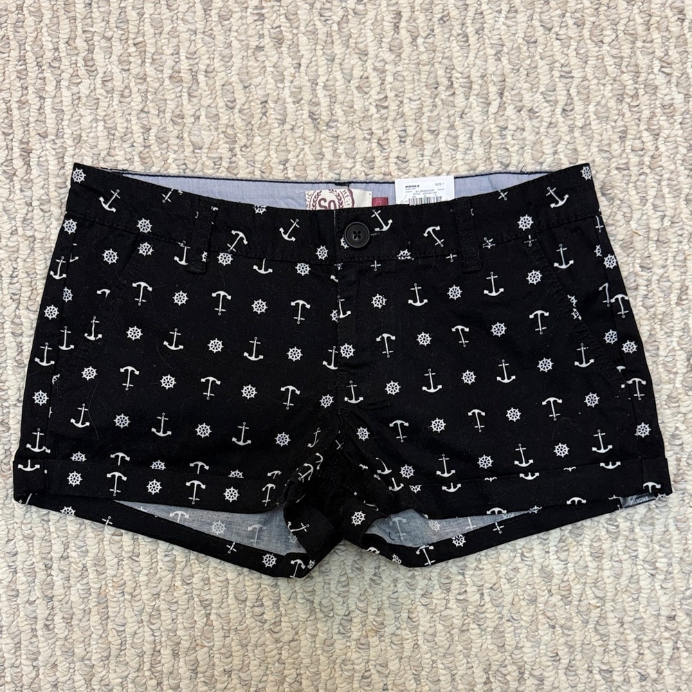 Kohl's Black Anchor Print Women's High Waist Shorts